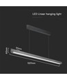 36W LED lineært pendel armatur, 3IN1 CCT - 2880lm, matt grå, Samsung LED, inkl. wireoppheng