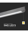 36W LED lineært pendel armatur, 3IN1 CCT - 2880lm, matt grå, Samsung LED, inkl. wireoppheng