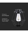 Hengende solcelle LED lanterne, 0,5W - Sort metall, vintage design, 2700K, IP44, 1.2V oppladbar, m. hank