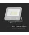 30W LED lyskaster, Samsung LED chip - Sort, 3000K, 1m ledning, IP65 utendørs