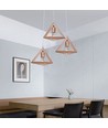 3xE27 Designer pendeloppheng i tre - Brun, 26x26cm, 1m ledning, uten lyskilde
