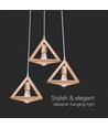 3xE27 Designer pendeloppheng i tre - Brun, 26x26cm, 1m ledning, uten lyskilde