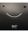 12W Designer taklampe - 1440lm, L166cm, metall, hvit kant