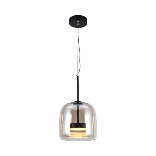 6W Designer LED pendel - 750lm, metall og glass, Ø23cm, høydejusterbar, inkl. lyskilde