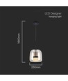 6W Designer LED pendel - 750lm, metall og glass, Ø23cm, høydejusterbar, inkl. lyskilde