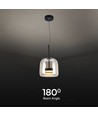 6W Designer LED pendel - 750lm, metall og glass, Ø23cm, høydejusterbar, inkl. lyskilde