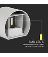 5W LED vegglampe med opp/ned lys - IP65 utendørs, grå, rund, 4000K, inkl. lyskilde