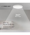 24W Kuppellys - LED, Samsung Chip, 6500K, Rund, Hvit Ramme, IP44