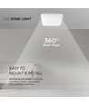 18W LED taklampe - IP44, 25 x 25cm, hvit kant, Samsung LED Chip, inkl. lyskilde