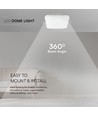 24W LED Dome - Samsung Chip, 4000K, Firkantet, Hvit Ramme, IP44