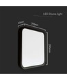 24W LED taklampe med Samsung chip, kvadratisk - 2500lm, IP44, sort kant, 6500K
