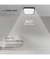 24W LED taklampe med Samsung chip, kvadratisk - 2500lm, IP44, sort kant, 6500K