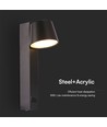 8W LED vegglampe med USB - 3000K, 900lm, IP20, sort, dreibar, innendørs, inkl. lyskilde