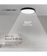18W LED taklampe med Samsung chip - Ø25cm, IP44, sort kant, 5 års garanti