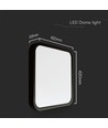 48W LED taklampe, 42x42cm - 4000K, IP44, sort kant, kvadratisk, 5160lm