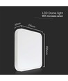 18W LED sensorlampe med Samsung chip, 4000K - Kvadratisk, IP44, hvit kant, 295x295mm, innebygd mikrobølgesensor