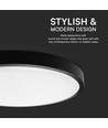 V-Tac 36W LED taklampe - Samsung chip, Ø35cm, IP44, svart kant, inkl. lyskilde