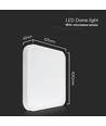 36W LED sensorlampe - IP44, 42 x 42cm, Samsung LED Chip, hvit kant, fjernkontroll, innebygd sensor, inkl. lyskilde