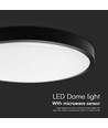 V-Tac 18W LED sensorlampe - Ø29,5cm, IP44, Innebygd sensor, fjernkontroll, svart kant, inkl. lyskilde