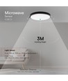 V-Tac 18W LED sensorlampe - Ø29,5cm, IP44, Innebygd sensor, fjernkontroll, svart kant, inkl. lyskilde