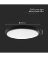 V-Tac 24W LED sensorlampe - Ø35cm, IP44, Innebygd sensor, fjernkontroll, svart kant, inkl. lyskilde