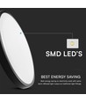 V-Tac 24W LED sensorlampe - Ø35cm, IP44, Innebygd sensor, fjernkontroll, svart kant, inkl. lyskilde