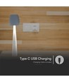 2W-3W oppladbar LED bordlampe - Ø8cm, 3-trinns dimbar, hvit, inkl. USB-kabel