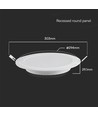 24W Ø29,5cm LED innfellingspanel - Samsung LED chip, 3000K, 110lm/W, Hull: Ø27,5-28 cm, Mål: Ø29,5 cm