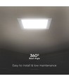 V-Tac 12W LED innbyggingspanel - Samsung Chip, Hull: 15,5cm x 15,5 cm, Mål: 17cm x 17cm, 230V