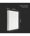 18W kvadratisk LED takpanel - 4000K, hvit kant, 21,4 x 21,4 cm, bakbelyst taklampe