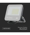50W LED lyskaster - IP65, sort, arbeidslampe, Samsung-chip, 4000K, grå, mattet glass