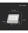 30W LED lyskaster - 6500K, svart hus, grått glass, 160lm/W