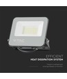 30W LED lyskaster - 6500K, svart hus, grått glass, 160lm/W
