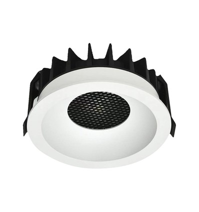 12W Ø8,6cm Blendfri CCT Downlight RA90 - Hull: Ø7,5 cm, Mål: Ø8,6 cm, 3 lysfarger, hvit front, Honeycomb