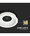 12W Ø8,6cm Blendfri CCT Downlight RA90 - Hull: Ø7,5 cm, Mål: Ø8,6 cm, 3 lysfarger, hvit front, Honeycomb