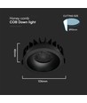 18W Ø10,6cm Blendfri CCT Downlight RA90 - Hull: Ø95mm, Ytre mål: Ø10,6 cm, 3 lysfarger, sort front, Honeycomb
