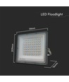 50W LED-lyskaster CCT - IP65, grått hus, 3 lysfarger