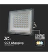 50W LED-lyskaster CCT - IP65, grått hus, 3 lysfarger