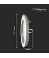 150W LED high bay, CCT - 82lm/W, Ø27,7cm, 3 lysfarger, IP20 innendørs