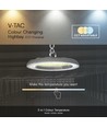 150W LED high bay, CCT - 82lm/W, Ø27,7cm, 3 lysfarger, IP20 innendørs