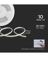 10m 10,5W/m LED strip - IP65, 120 LED pr. meter, 1100lm/m, 230V plug-and-play