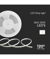 10m 10,5W/m LED strip, varm hvit - IP65, 120 LED pr. meter, 230V plug-and-play