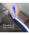 50m 10,5W/m Blå LED strip - 121 LED pr. meter, IP65 vanntett, 230V, inkl. støpsel