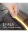 50m 10,5W/m LED strip, 3000K - IP65, 121 LED pr. meter, varm hvit, 230V plug-and-play