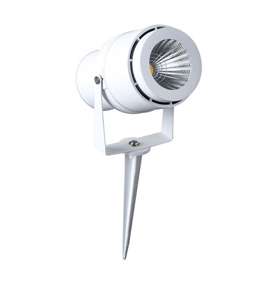 12W LED hagespot med spyd - IP65, Grønt lys, hvitt kabinett, aluminium