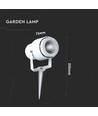 12W LED hagespot med spyd - IP65, Grønt lys, hvitt kabinett, aluminium