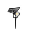 2W LED solcelle hagespot med spyd - IP65, sort, 3.7V, skumringssensor, COB LED, varm hvit