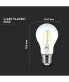 E27 12W LED filament pære - A70, 1521lm, klart glass, varm hvit