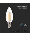 E14 6W LED kronepære filament - 130lm/W, klart glass, C37