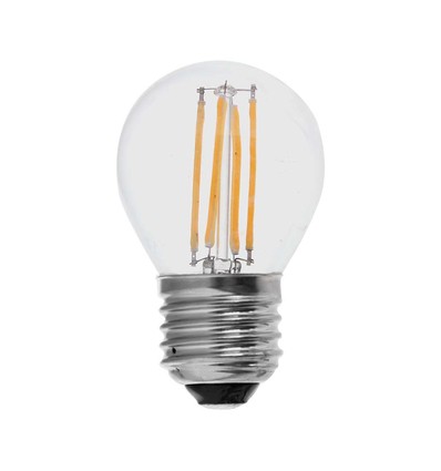 E27 6W LED kronepære - G45, kulltråd, klar, 230V